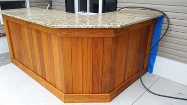 Hardwood Pool Bar with Granite countertop and stain
