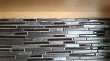 Glass tile backsplash