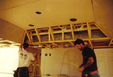 Basement with Trey ceiling Framing and drywall.