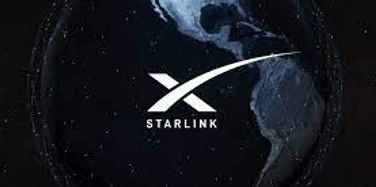 Logo design on Black background reading Starlink