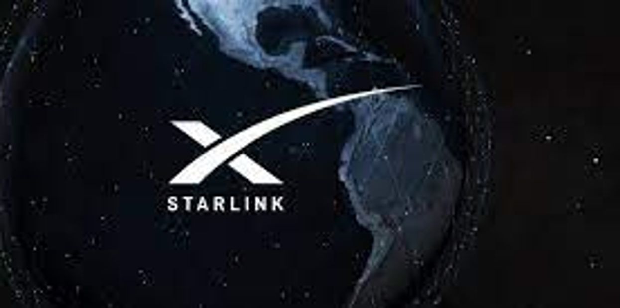 Logo design on Black background reading Starlink