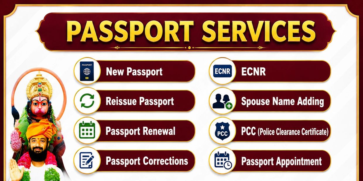 Passport services offered by Hanuma online Services.