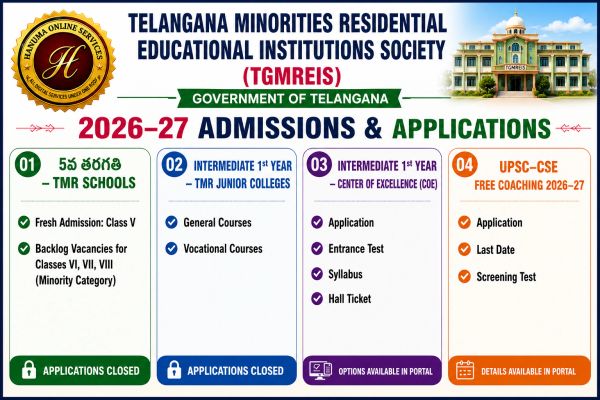 Admission details for Telangana Minorities Residential Educational Institutions Society for 2026-27.