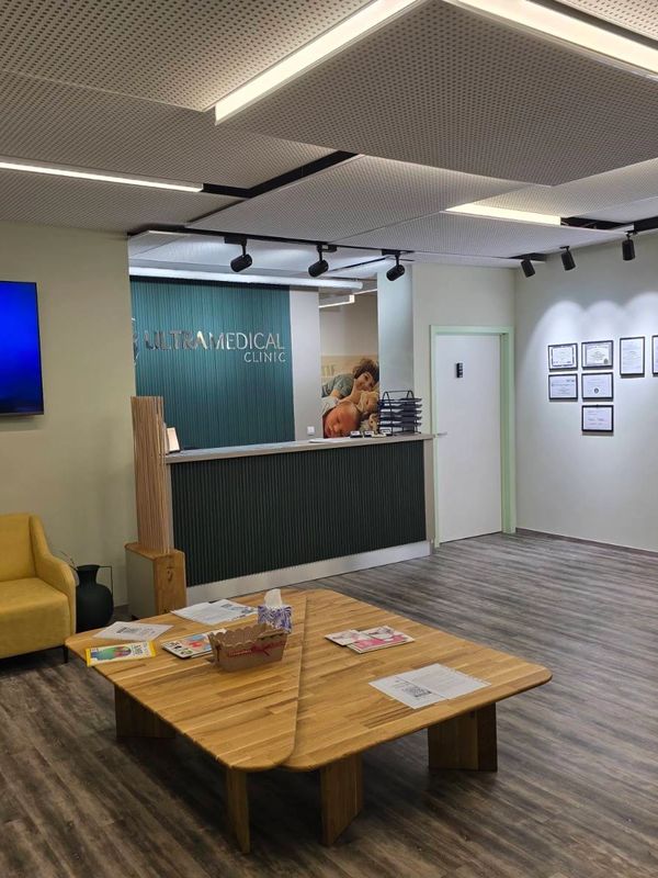 Modern front desk and waiting room