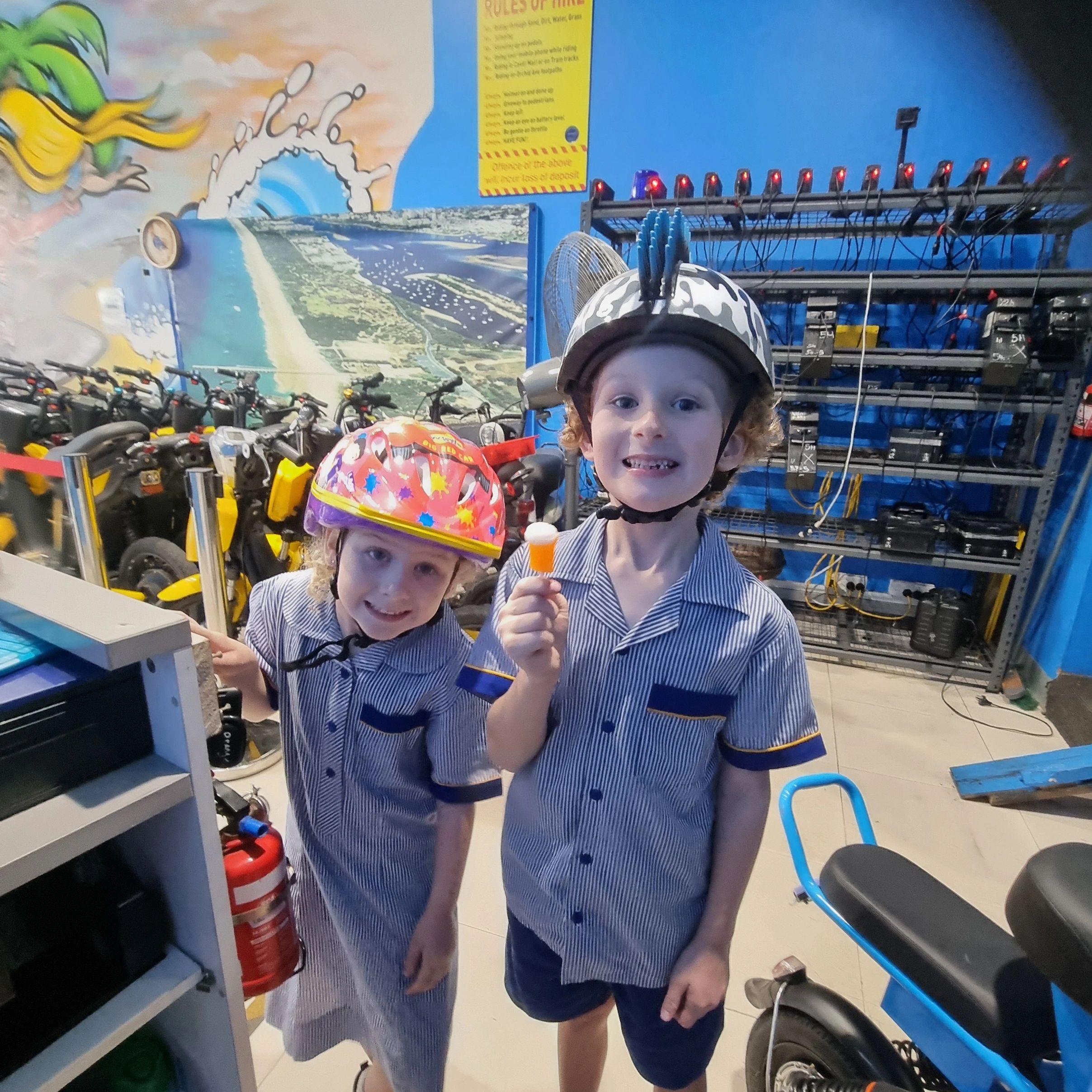 Kids Love riding on electrics with Mum and Dad.