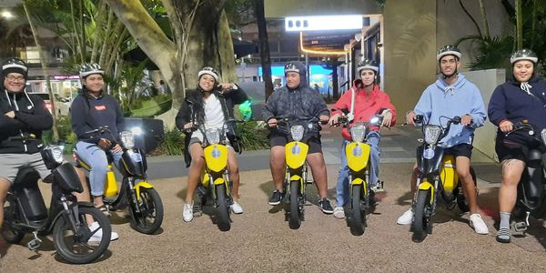 A family group about to head off on a  Fun 3 hour ride. 