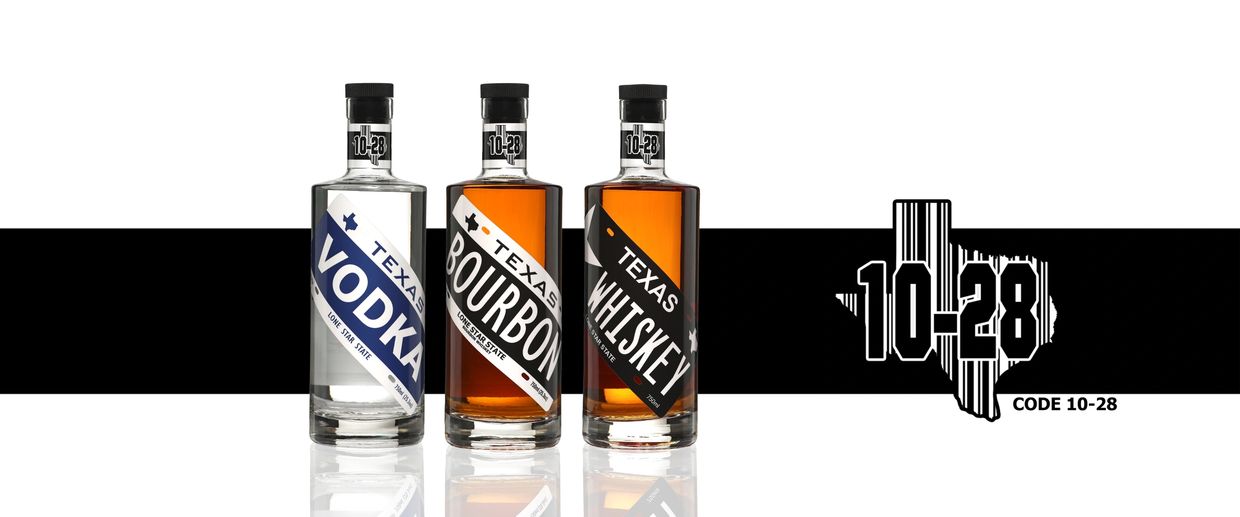 Code 1028 Texas Bourbon, Texas Whiskey and Texas Vodka.