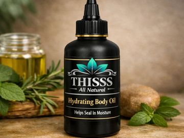 Thisss All Natural Hydrating Body Oil bottle.
