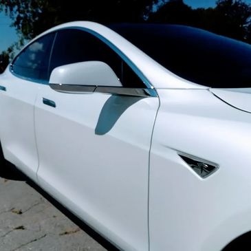 Tesla with dark car window tint