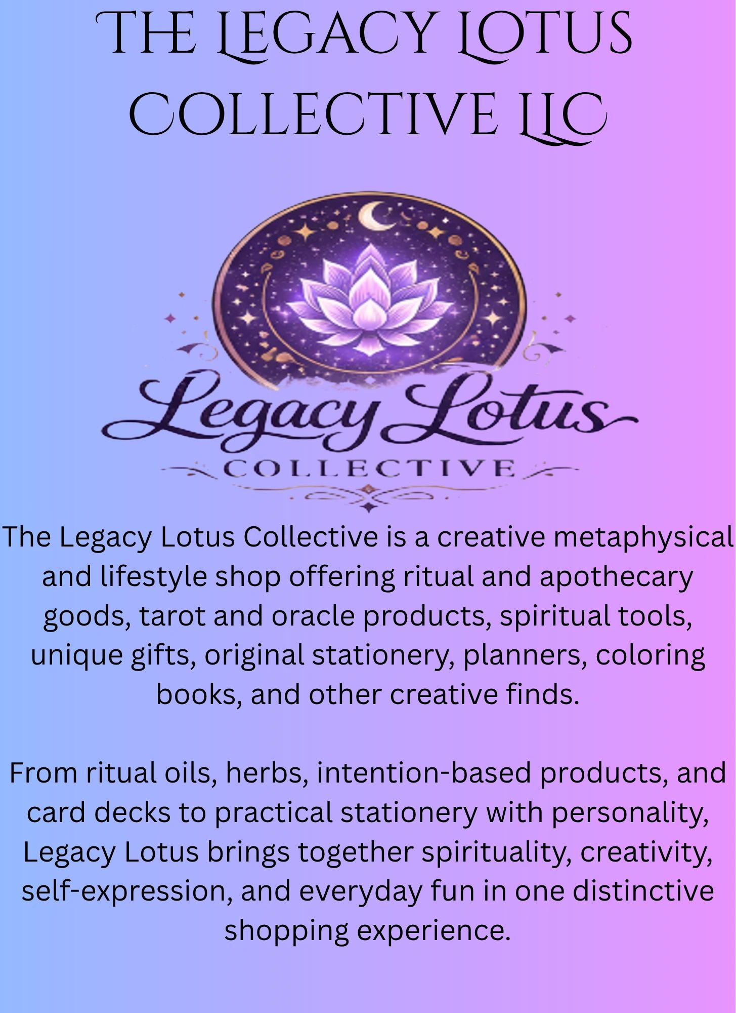 Logo and description of The Legacy Lotus Collective.