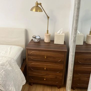 Mid Century Modern Chest of Drawers, Wood Storage End table Organizer for Bedroom Living Room 