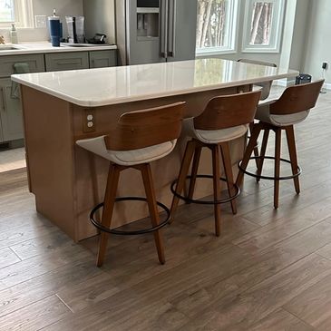 Faux leather wooden swivel barstools