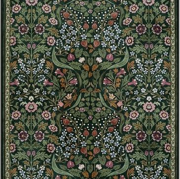 Green floral Oriental rug