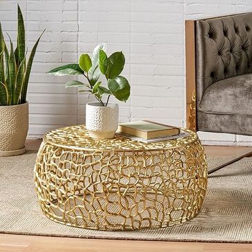 Retro circular holey aluminum table 