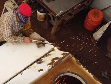 Welding another water truck tank.
