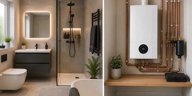 Modern bathroom with heating system.