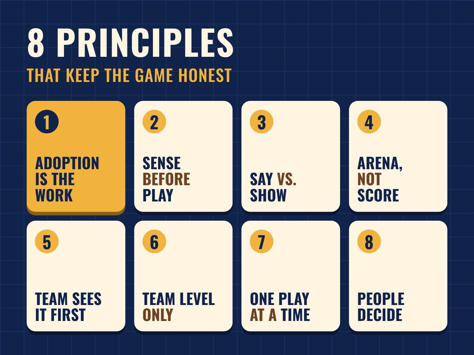 8 principles that keep the game honest.
