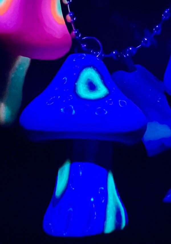 UV reactive Fimo clay mushroom with glow in the dark.