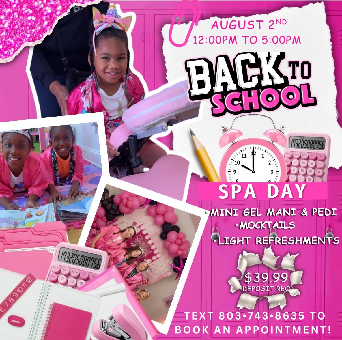 Our 3rd annual BACK TO SCHOOL BASH To book your princess appointment please TEXT 803•743•8635!