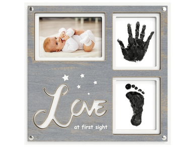  My Tiny Prints Newborn Baby Handprint and Footprint Kit, Baby  Frame with Modern White Matting, Baby Keepsake Frame, Baby Picture Frame Kit  with Ink Pad, Baby Shower Gifts, 17” L x