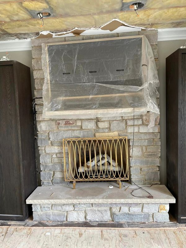 stone fireplace