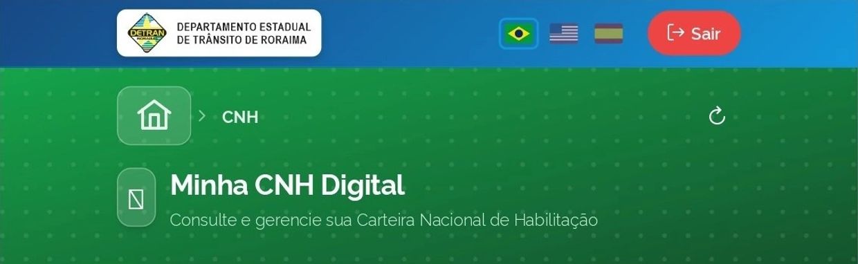 Digital driver's license management interface from Roraima Transit Department.