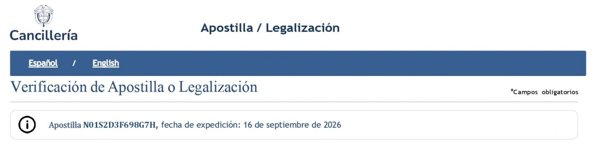 Verification of Apostille or Legalization with an expiration date.