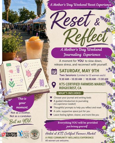 Mother's Day weekend journaling event to reset and reflect at KTS Certified Farmers Market.