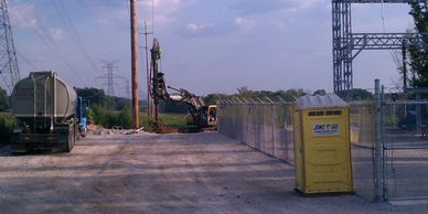 Caisson drilling for a substation power pole