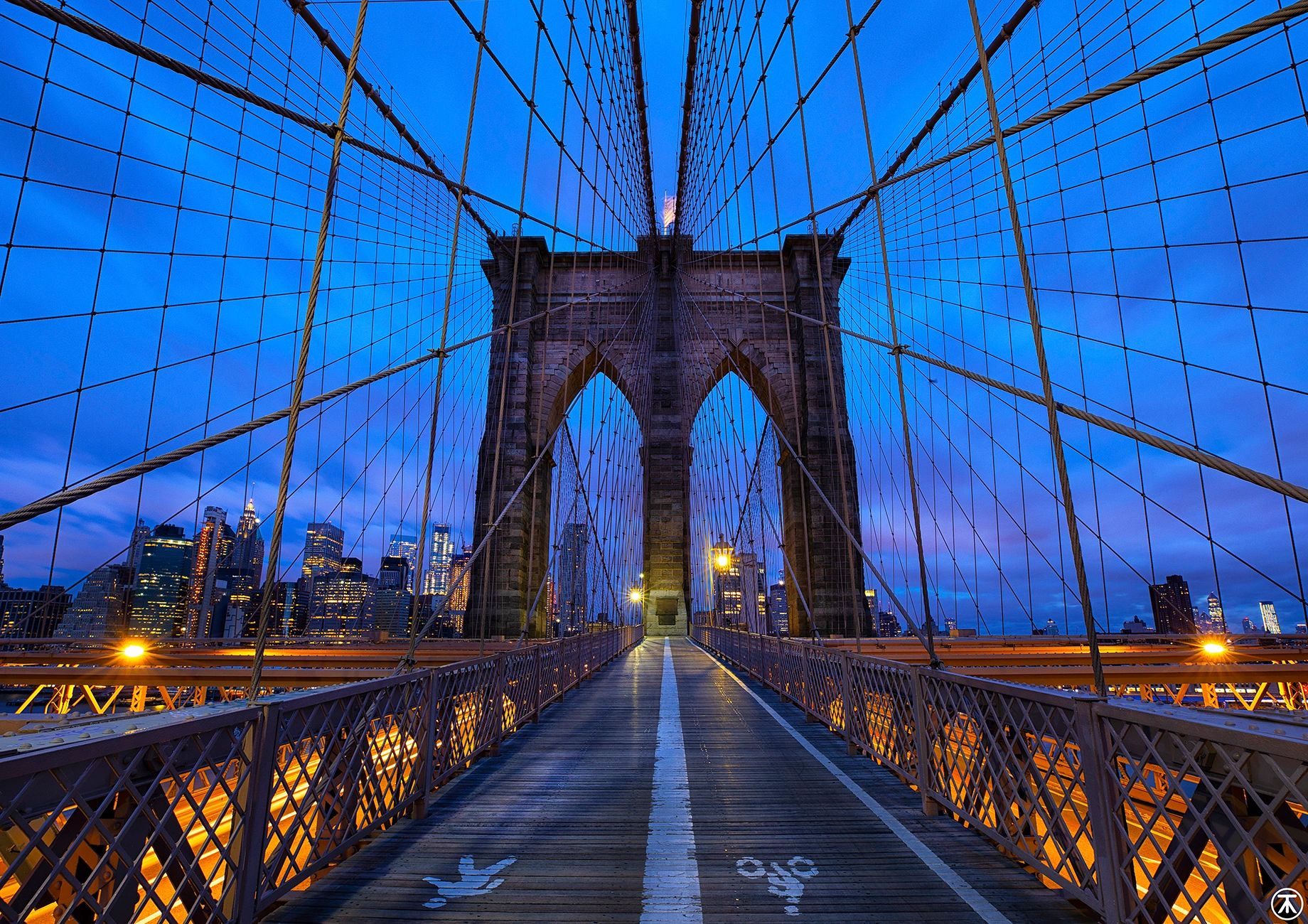 Brooklyn Bridge shot in the morning Blue Hour, just at sunrise.