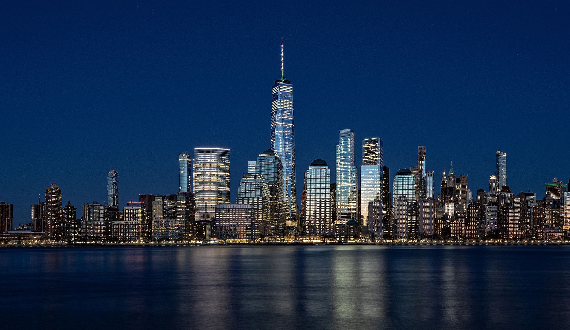 Shot across to Manhattan from New Jersey Liberty State Park, looking to where the twin towers once s