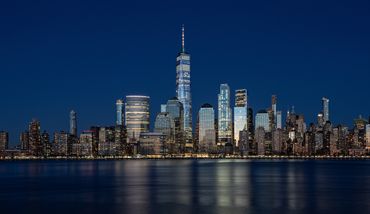 Shot across to Manhattan from New Jersey Liberty State Park, looking to where the twin towers once s