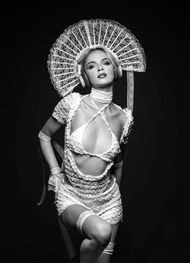 Lucia Needham, mono fashion shot at Mick Payton.