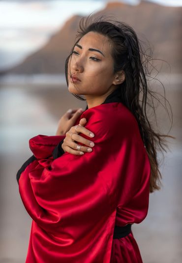 Model Minh-Ly taken at beach approaching sunset.