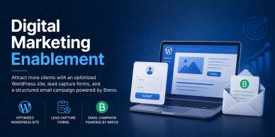 Digital marketing enablement with WordPress, lead capture, and email campaigns.