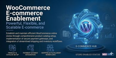 WooCommerce E-commerce enablement with secure payment and shipping integration.