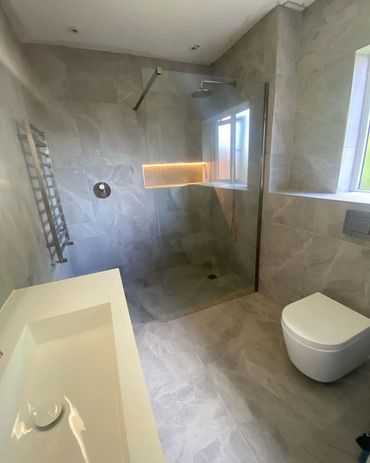 toilet, sink and shower