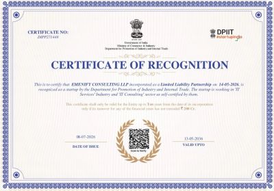 Certificate of Recognition issued to EMERIFIT CONSULTING LLP.