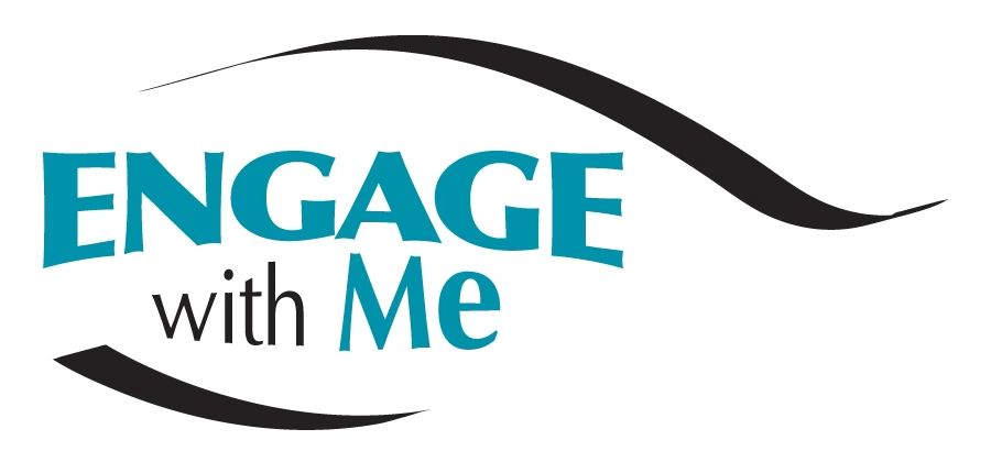 Text logo saying 'ENGAGE with Me' with decorative black curves.