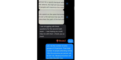 Screenshot of a math question conversation.