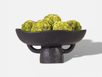Textured ceramic bowl 
pedestal 
black
succulent ball
living room decor 
home decor 
apartment 