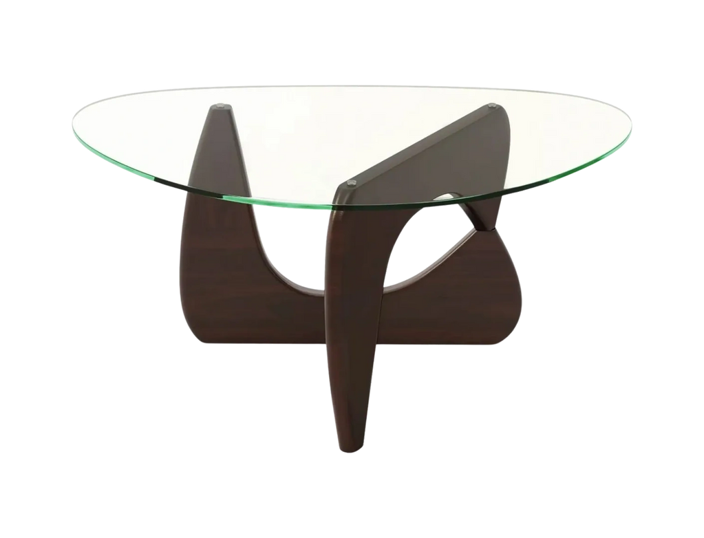 Target triangle walnut glass coffee table 