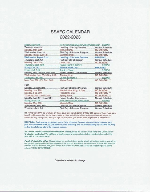 CALENDARS 2022-2023