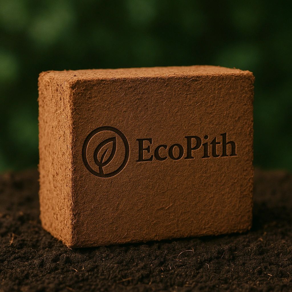 EcoPith biodegradable plant pot block.