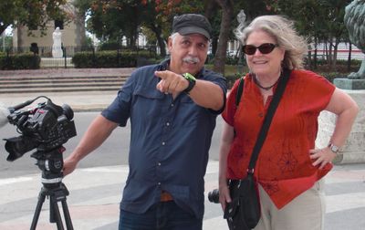 Maureen Gosling with cinematrographer Roberto Chile in Havana, Cuba
