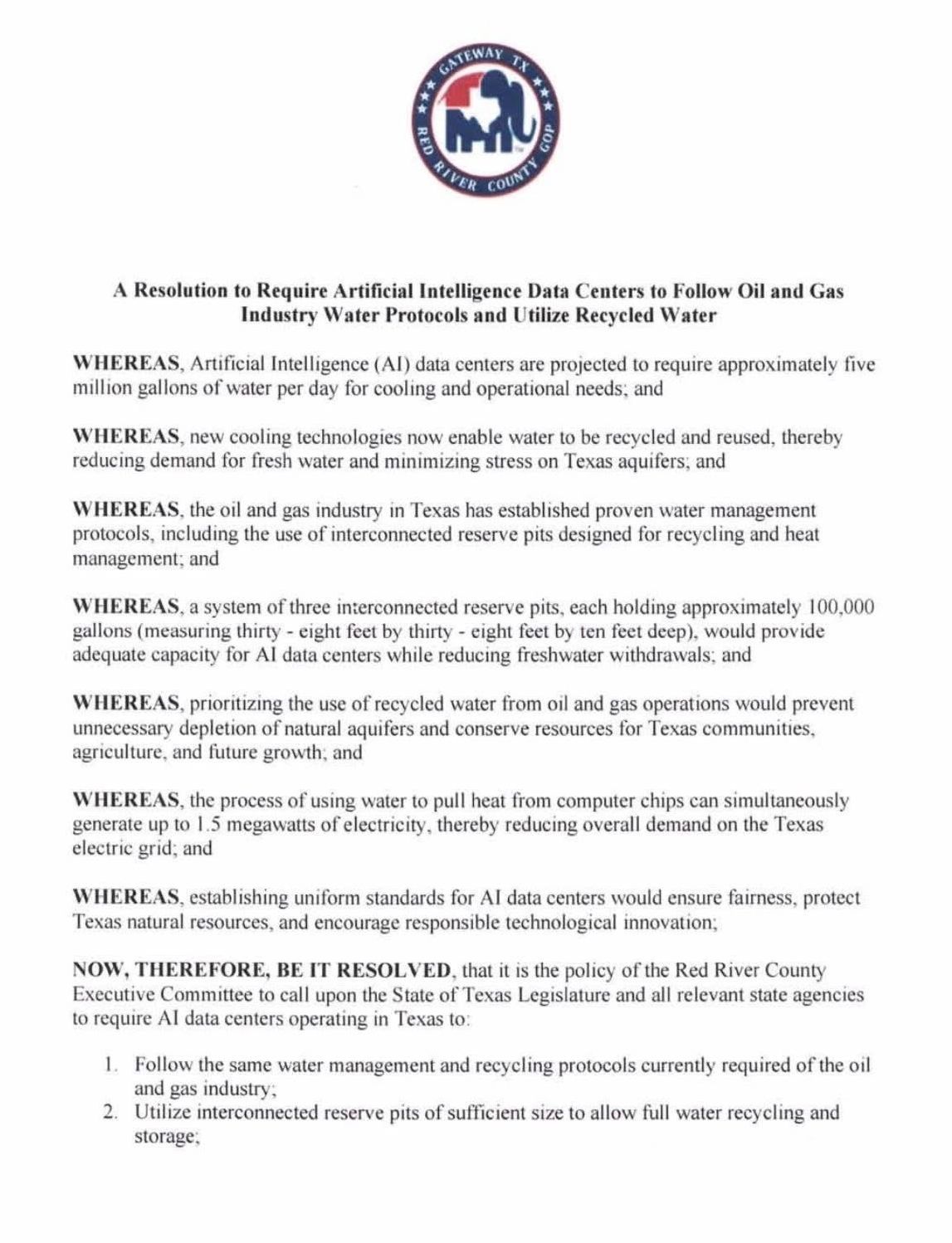 I am honored to have coauthored this resolution that passed the Texas SREC with a vote of 59-6. 