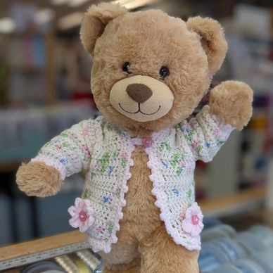 Crochet cardigan on a Teddy Bear