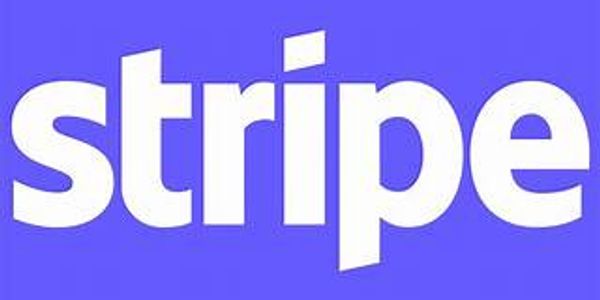 Stripe logo in white on a blue background.