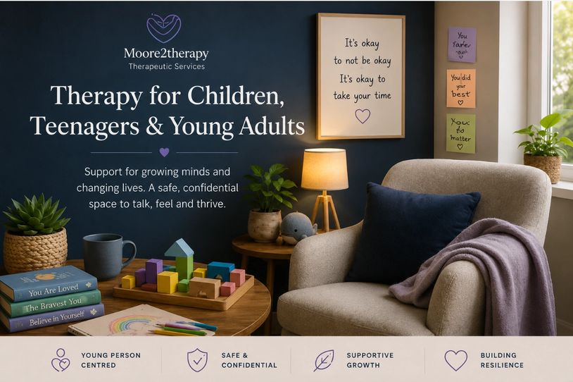 Comforting therapy space for young people, promoting growth and resilience.