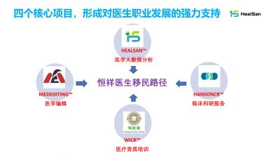 Diagram of four core projects supporting doctors' career development by HealSan.